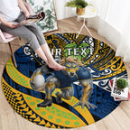 Personalised Parramatta Eels Round Carpet Polynesian Tribal Art Style With Muscular Eel Mascot