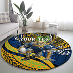 Personalised Parramatta Eels Round Carpet Polynesian Tribal Art Style With Muscular Eel Mascot