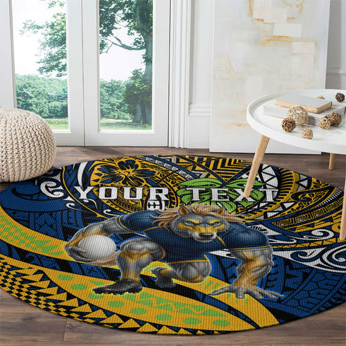 Personalised Parramatta Eels Round Carpet Polynesian Tribal Art Style With Muscular Eel Mascot