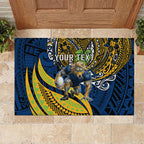 Personalised Parramatta Eels Rubber Doormat Polynesian Tribal Art Style With Muscular Eel Mascot