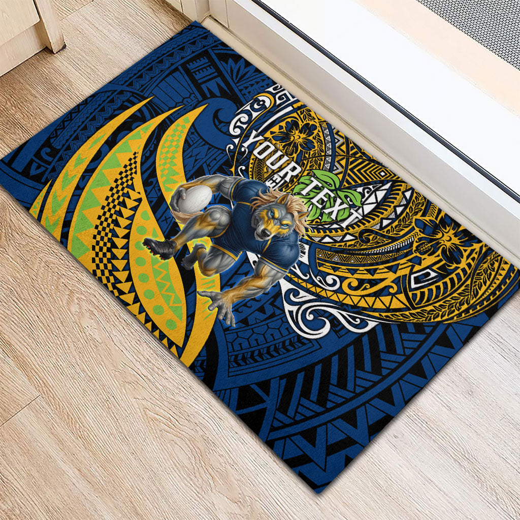 Personalised Parramatta Eels Rubber Doormat Polynesian Tribal Art Style With Muscular Eel Mascot