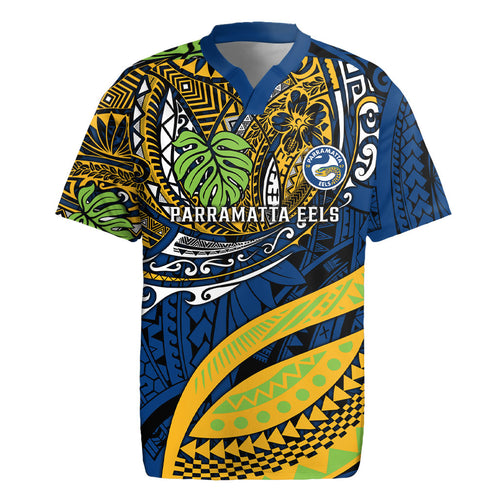 Personalised Parramatta Eels Rugby Jersey Polynesian Tribal Art Style With Muscular Eel Mascot