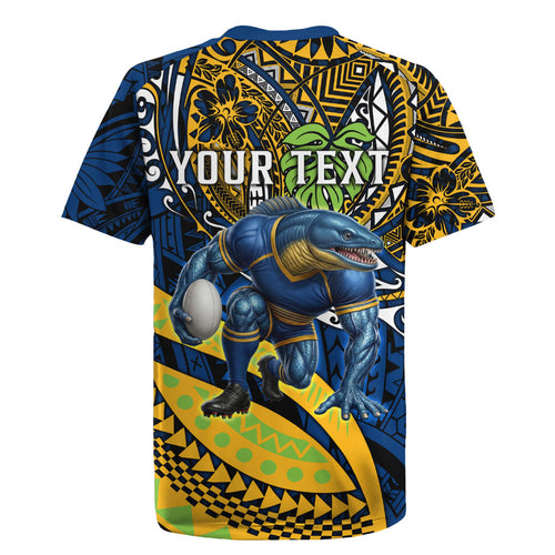 Personalised Parramatta Eels Rugby Jersey Polynesian Tribal Art Style With Muscular Eel Mascot