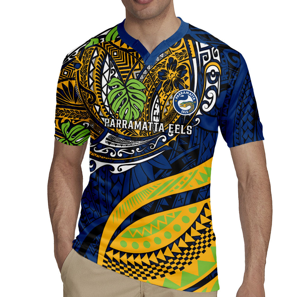 Personalised Parramatta Eels Rugby Jersey Polynesian Tribal Art Style With Muscular Eel Mascot