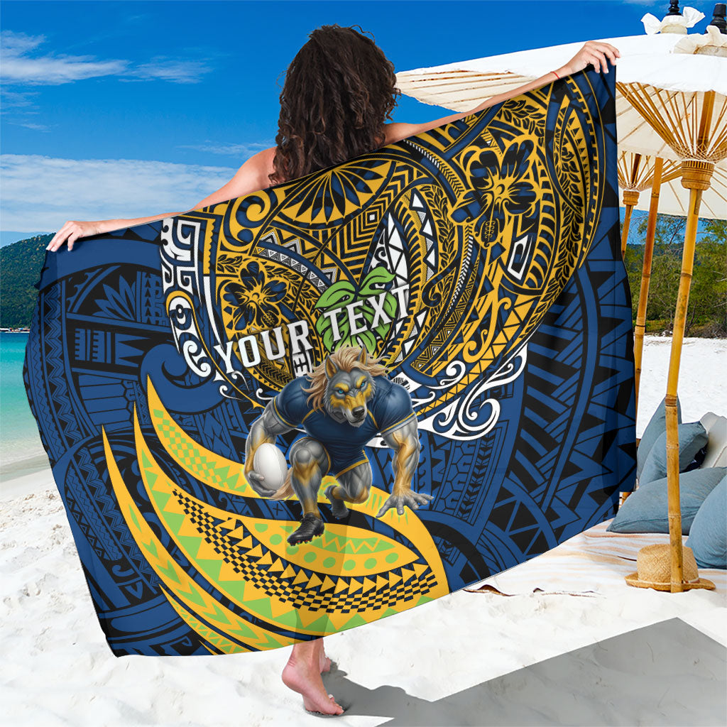 Personalised Parramatta Eels Sarong Polynesian Tribal Art Style With Muscular Eel Mascot