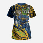 Personalised Parramatta Eels Scrub Top Polynesian Tribal Art Style With Muscular Eel Mascot