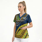 Personalised Parramatta Eels Scrub Top Polynesian Tribal Art Style With Muscular Eel Mascot
