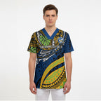 Personalised Parramatta Eels Scrub Top Polynesian Tribal Art Style With Muscular Eel Mascot