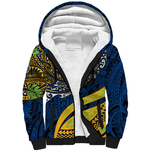Personalised Parramatta Eels Sherpa Hoodie Polynesian Tribal Art Style With Muscular Eel Mascot