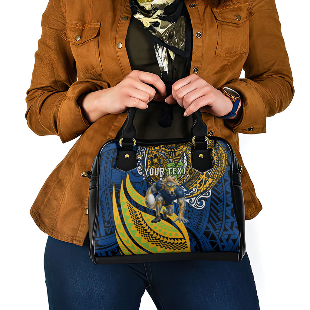 Personalised Parramatta Eels Shoulder Handbag Polynesian Tribal Art Style With Muscular Eel Mascot