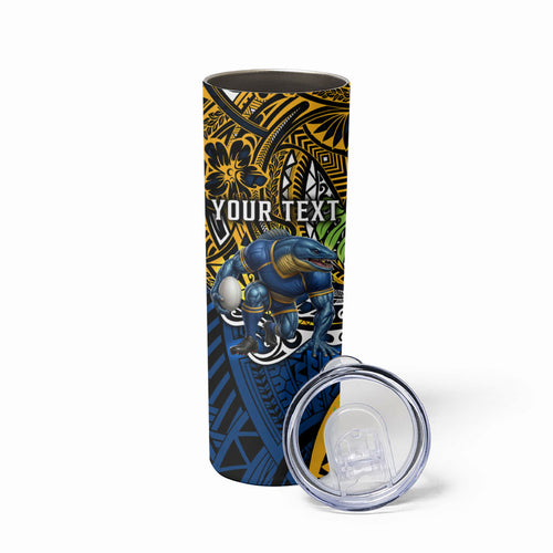 Personalised Parramatta Eels Skinny Tumbler Polynesian Tribal Art Style With Muscular Eel Mascot