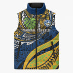 Personalised Parramatta Eels Sleeveless Puffer Jacket Polynesian Tribal Art Style With Muscular Eel Mascot