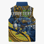 Personalised Parramatta Eels Sleeveless Puffer Jacket Polynesian Tribal Art Style With Muscular Eel Mascot