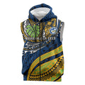 Personalised Parramatta Eels Sleeveless Zip Hoodie Polynesian Tribal Art Style With Muscular Eel Mascot