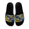 Personalised Parramatta Eels Slide Sandals Polynesian Tribal Art Style With Muscular Eel Mascot