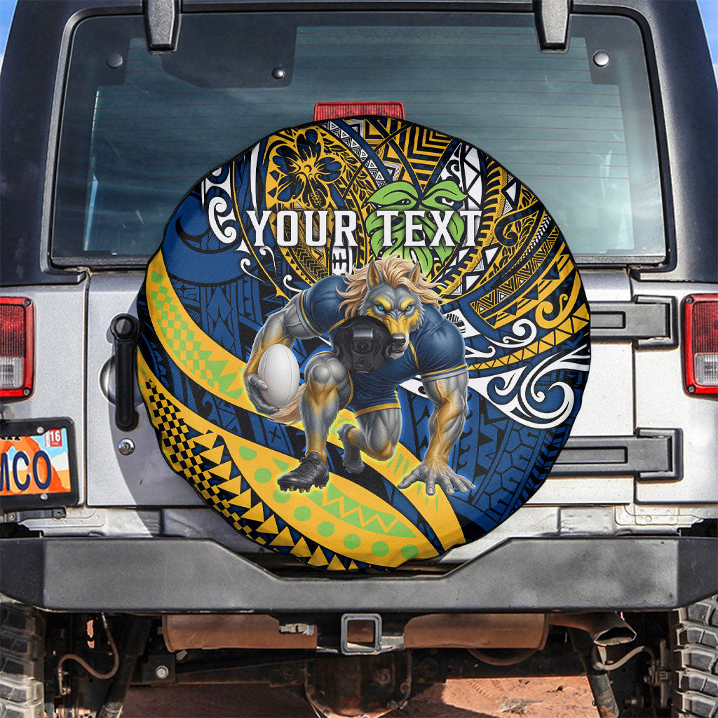 Personalised Parramatta Eels Spare Tire Cover Polynesian Tribal Art Style With Muscular Eel Mascot