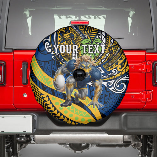 Personalised Parramatta Eels Spare Tire Cover Polynesian Tribal Art Style With Muscular Eel Mascot