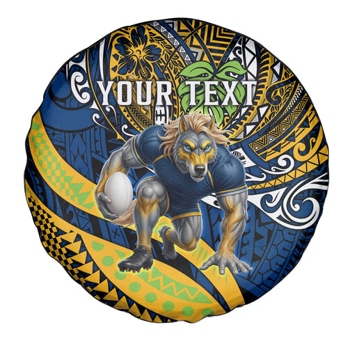 Personalised Parramatta Eels Spare Tire Cover Polynesian Tribal Art Style With Muscular Eel Mascot