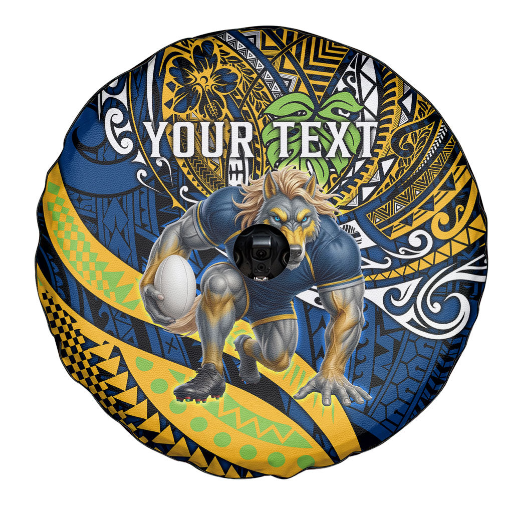Personalised Parramatta Eels Spare Tire Cover Polynesian Tribal Art Style With Muscular Eel Mascot