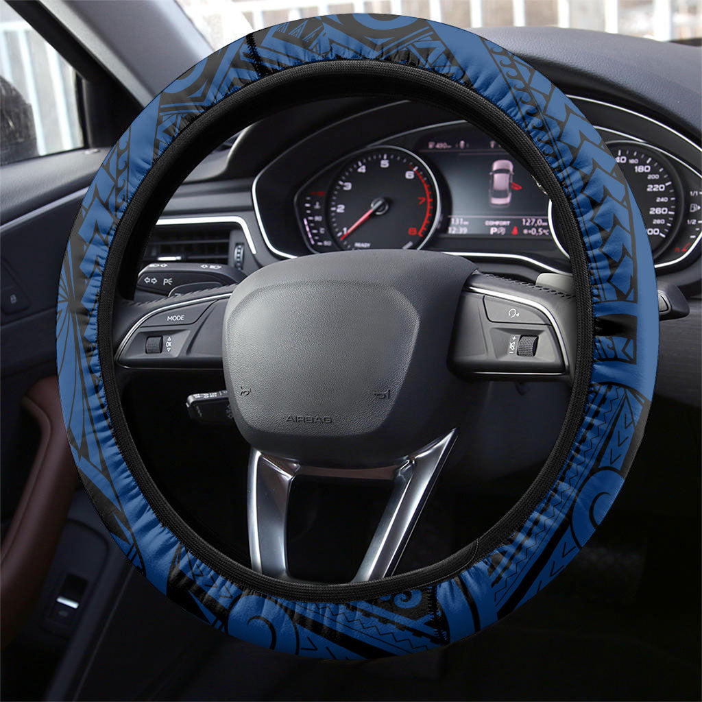 Parramatta Eels Steering Wheel Cover Polynesian Tribal Art Style With Muscular Eel Mascot