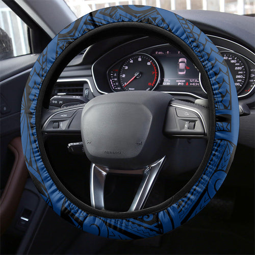Parramatta Eels Steering Wheel Cover Polynesian Tribal Art Style With Muscular Eel Mascot