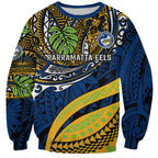 Personalised Parramatta Eels Sweatshirt Polynesian Tribal Art Style With Muscular Eel Mascot