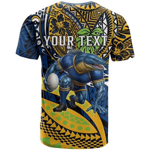 Personalised Parramatta Eels T Shirt Polynesian Tribal Art Style With Muscular Eel Mascot