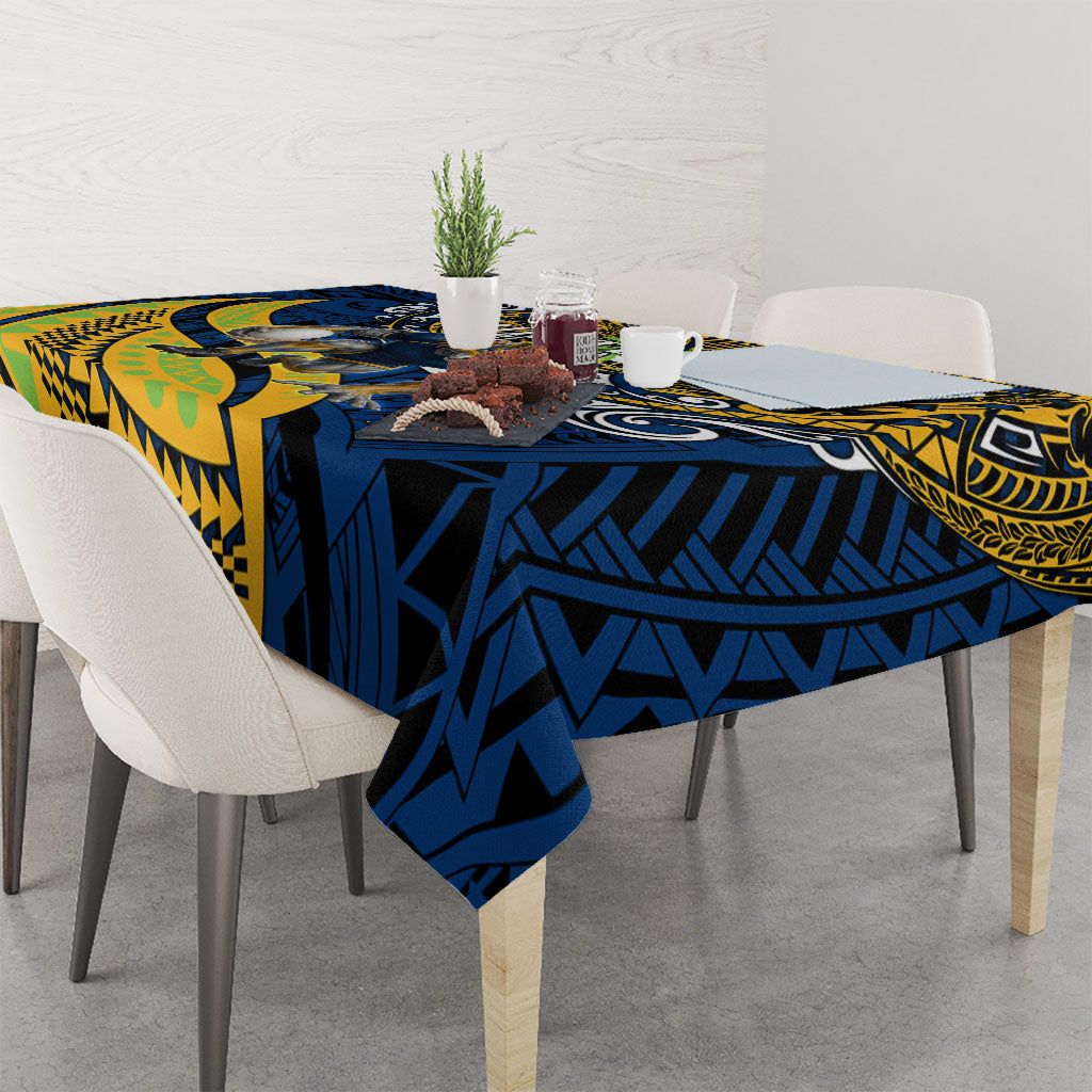 Personalised Parramatta Eels Tablecloth Polynesian Tribal Art Style With Muscular Eel Mascot