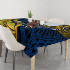 Personalised Parramatta Eels Tablecloth Polynesian Tribal Art Style With Muscular Eel Mascot
