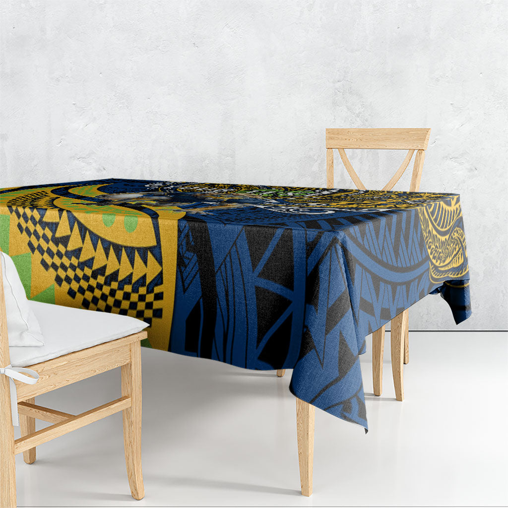 Personalised Parramatta Eels Tablecloth Polynesian Tribal Art Style With Muscular Eel Mascot
