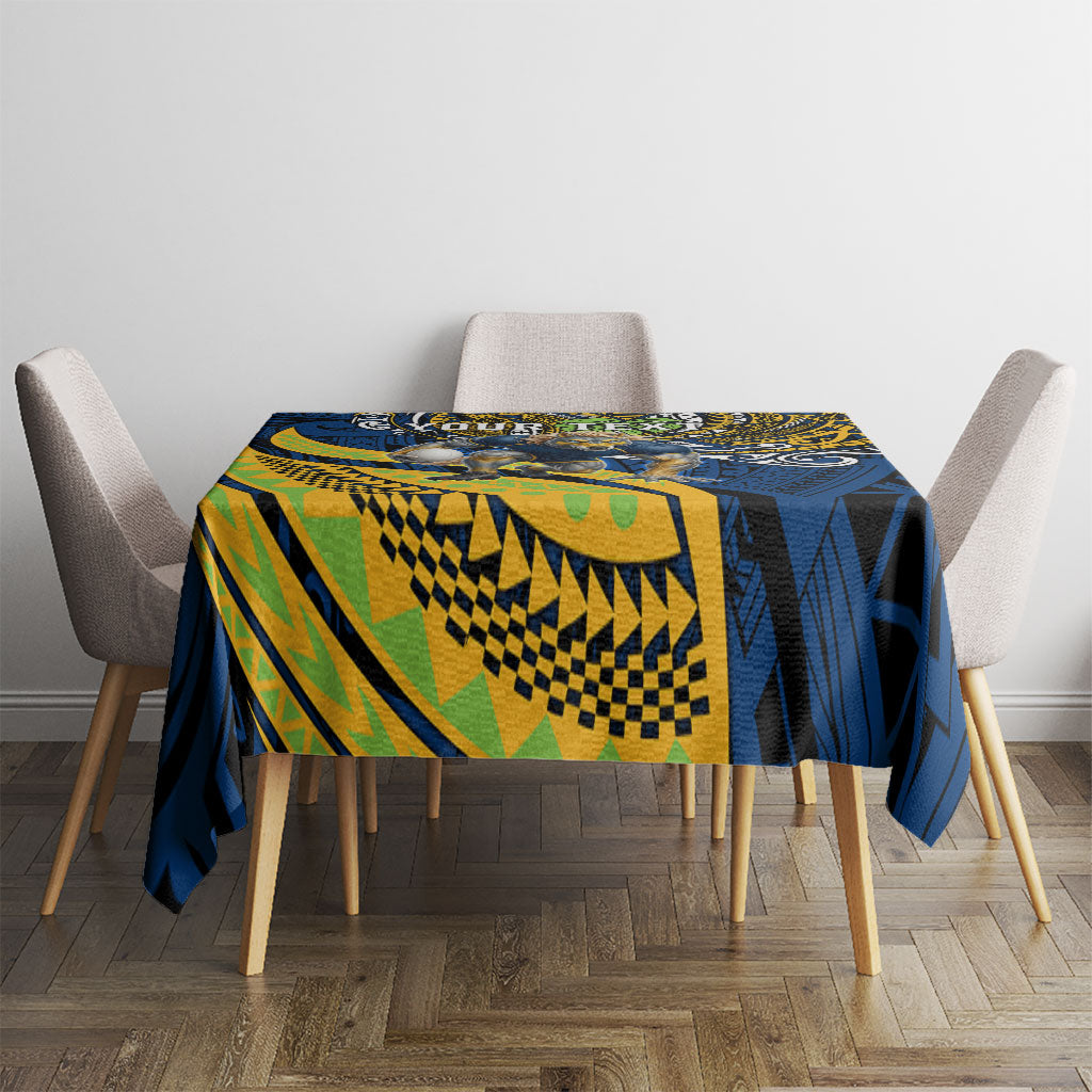 Personalised Parramatta Eels Tablecloth Polynesian Tribal Art Style With Muscular Eel Mascot