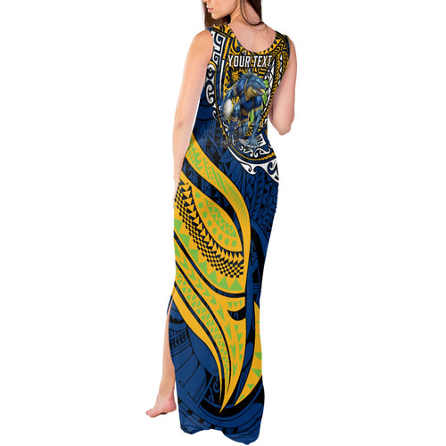 Personalised Parramatta Eels Tank Maxi Dress Polynesian Tribal Art Style With Muscular Eel Mascot