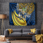 Personalised Parramatta Eels Tapestry Polynesian Tribal Art Style With Muscular Eel Mascot