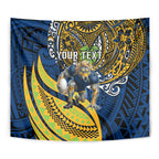 Personalised Parramatta Eels Tapestry Polynesian Tribal Art Style With Muscular Eel Mascot