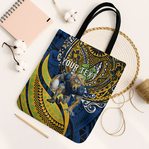 Personalised Parramatta Eels Tote Bag Polynesian Tribal Art Style With Muscular Eel Mascot