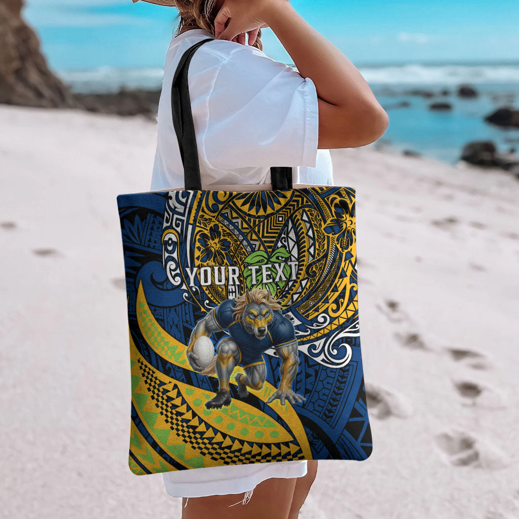 Personalised Parramatta Eels Tote Bag Polynesian Tribal Art Style With Muscular Eel Mascot