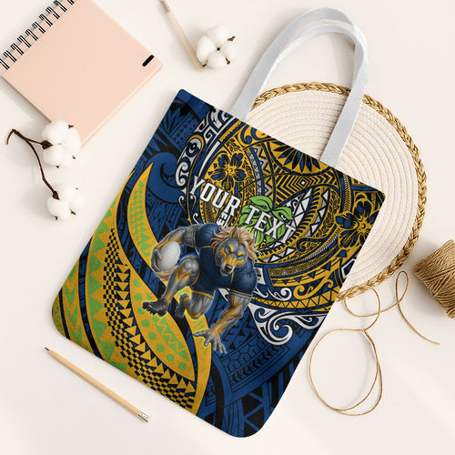 Personalised Parramatta Eels Tote Bag Polynesian Tribal Art Style With Muscular Eel Mascot