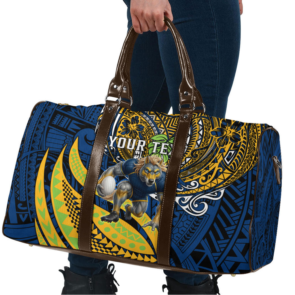 Personalised Parramatta Eels Travel Bag Polynesian Tribal Art Style With Muscular Eel Mascot