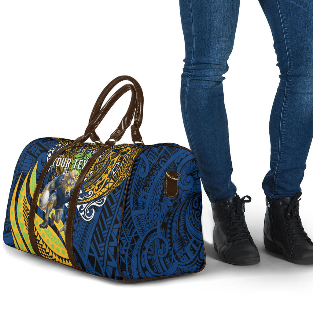 Personalised Parramatta Eels Travel Bag Polynesian Tribal Art Style With Muscular Eel Mascot