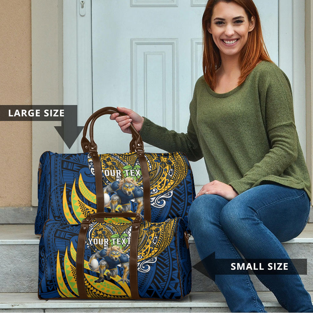 Personalised Parramatta Eels Travel Bag Polynesian Tribal Art Style With Muscular Eel Mascot