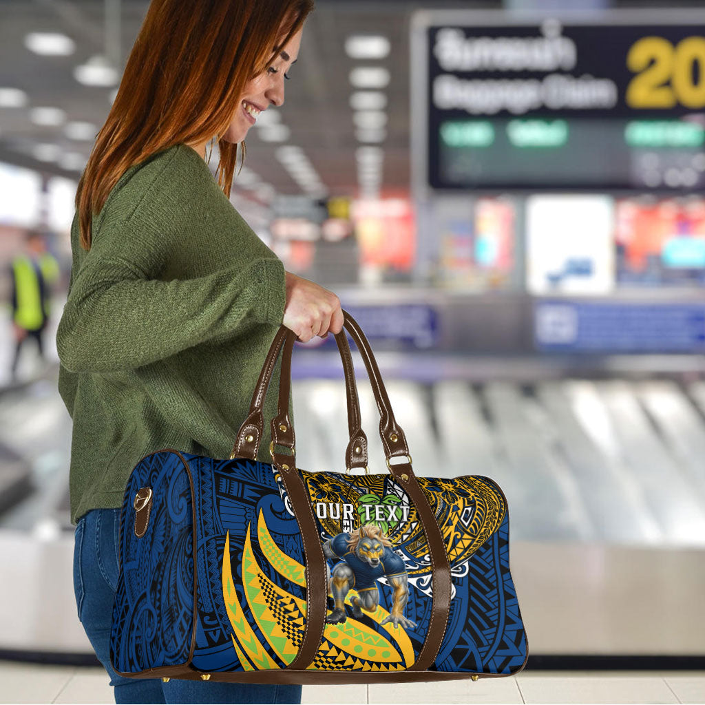Personalised Parramatta Eels Travel Bag Polynesian Tribal Art Style With Muscular Eel Mascot