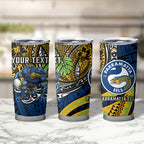 Personalised Parramatta Eels Tumbler Cup Polynesian Tribal Art Style With Muscular Eel Mascot