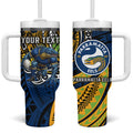 Personalised Parramatta Eels Tumbler With Handle Polynesian Tribal Art Style With Muscular Eel Mascot