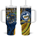 Personalised Parramatta Eels Tumbler With Handle Polynesian Tribal Art Style With Muscular Eel Mascot