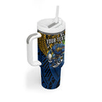 Personalised Parramatta Eels Tumbler With Handle Polynesian Tribal Art Style With Muscular Eel Mascot