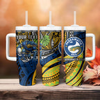 Personalised Parramatta Eels Tumbler With Handle Polynesian Tribal Art Style With Muscular Eel Mascot