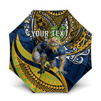 Personalised Parramatta Eels Umbrella Polynesian Tribal Art Style With Muscular Eel Mascot