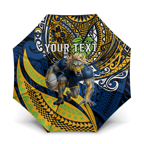 Personalised Parramatta Eels Umbrella Polynesian Tribal Art Style With Muscular Eel Mascot