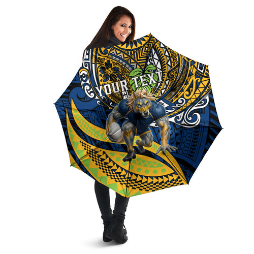 Personalised Parramatta Eels Umbrella Polynesian Tribal Art Style With Muscular Eel Mascot