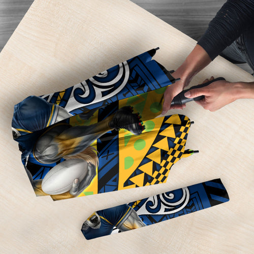Personalised Parramatta Eels Umbrella Polynesian Tribal Art Style With Muscular Eel Mascot
